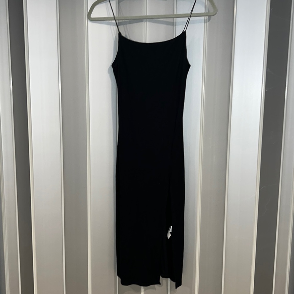 Joah brown black s/m dress w/ slit
